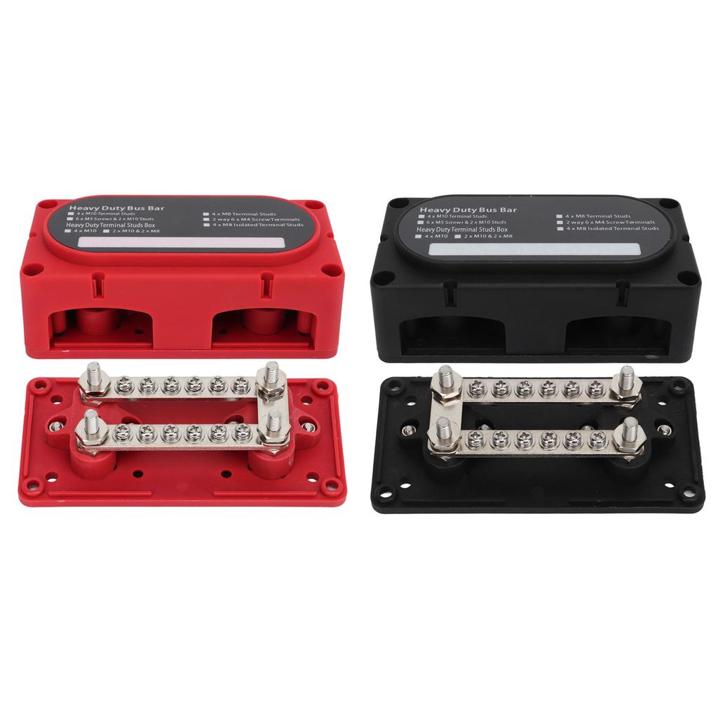 2PCS Heavy Duty Bus Bar Box Module with Cover DC48V 100A Flame Retardant for Cars Trucks RVs Ships B