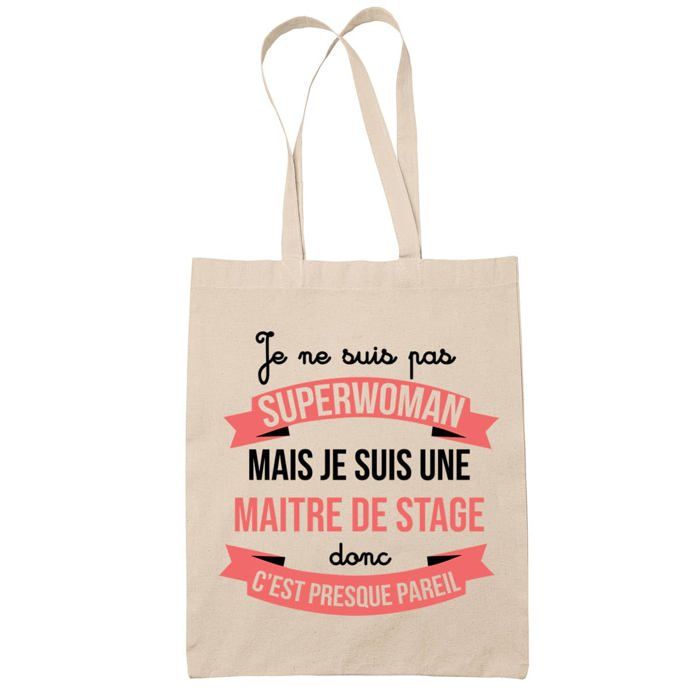 Tote bag - PLANETEE - Maître de Stage Superwoman - Coton - Beige - Imprimé en France