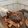 Bow Fashion Leopard Print Shoulder Messenger Bag Winter Niche Design Foreign Style Small Square Bag Women