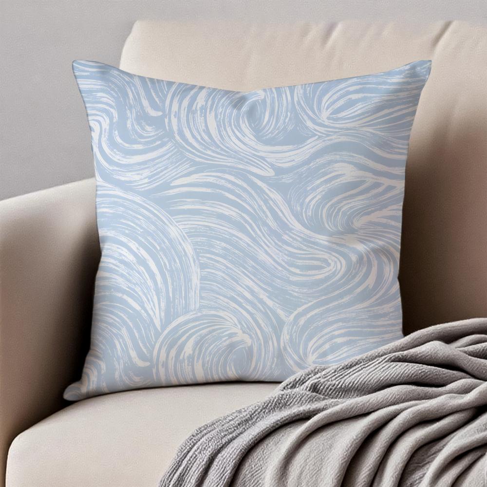 Elegant Chinese traditiona Wave Cliff Pattern Cushion Cover Pillowcase Antidustmite Invisible Zipper Short Plush Sofa Cushion