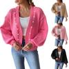 Women's Casual Loose  Jacket With Pearl Nail Beads Cardigan Jacket And Cardigan Sweater