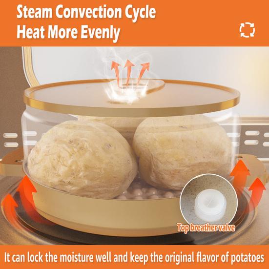 Microwave Potato Steamer for Cooks Tender Fluffy Potatoes BPA-Free Bacon Potato Cans Evenly Cooked Potato Pot Versatile Baking Potatoes Cooker