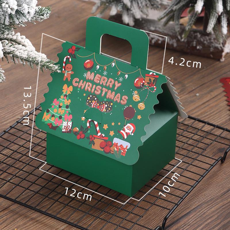 10pcs Christmas Cookie Snack Bag Kraft Paper Packing Box Creative Candy Gift Boxes for Xmas Party