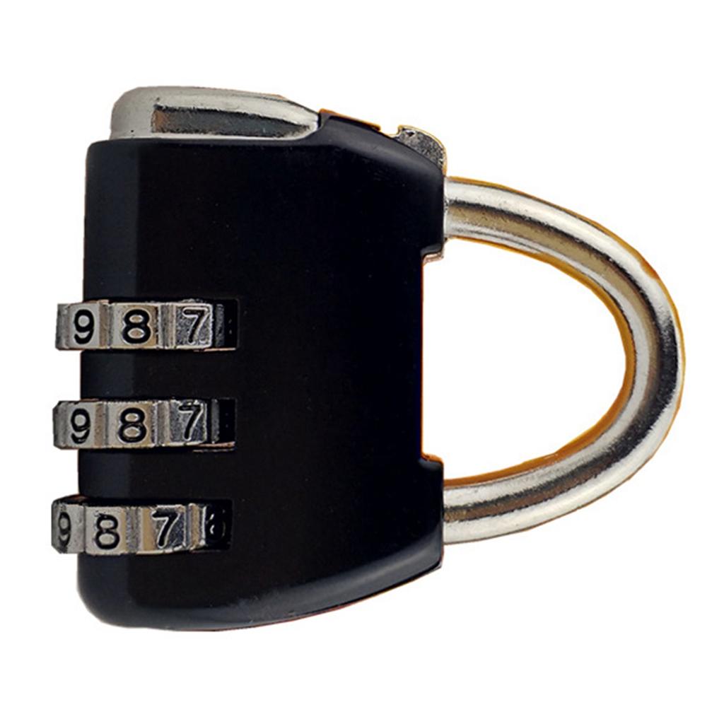 Навесной замок с 3-значным кодовым замком, прочный цинковый сплав, багажные замки для чемодана, черный