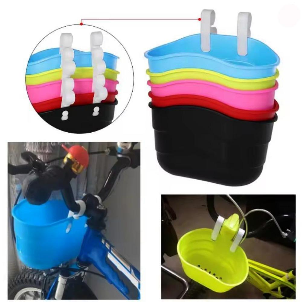 Plastic Rear Children's Bike Basket With Hooks Bicycles Basket High Quality Boy Girl Bike Basket