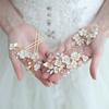 Handmade Ceramic Flower Rhinestone Bridal Hair Clip Women's Wedding Headpiece Bobby Pin Jewelry Alloy Material