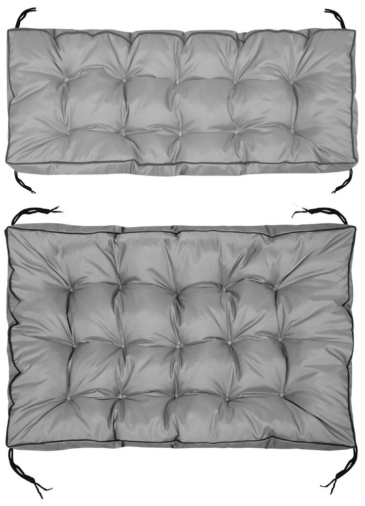 2 водонепроницаемые садовые подушки для скамейки или качелей на веревках, завязанные по высокой стороне и по краю.