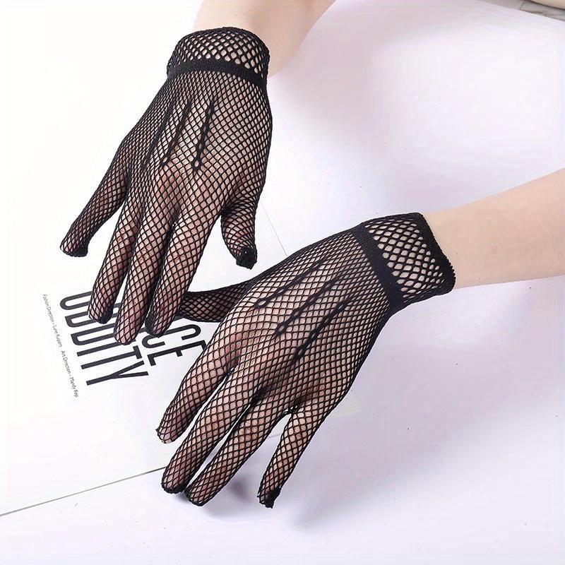 Девушки Лолита кружевные ажурные перчатки женские церемониальные этикет сетчатые тонкие варежки готический панк сексуальные перчатки черные белые мягкие эластичные