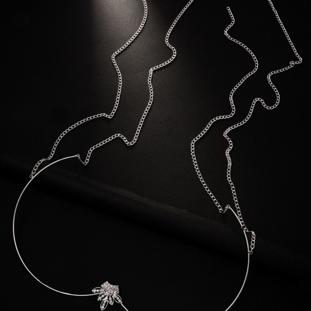 Adjustable Chest Bracket Chain Zircon Leaf Bikini Crystal Chain Rhinestone Breast Chain Women