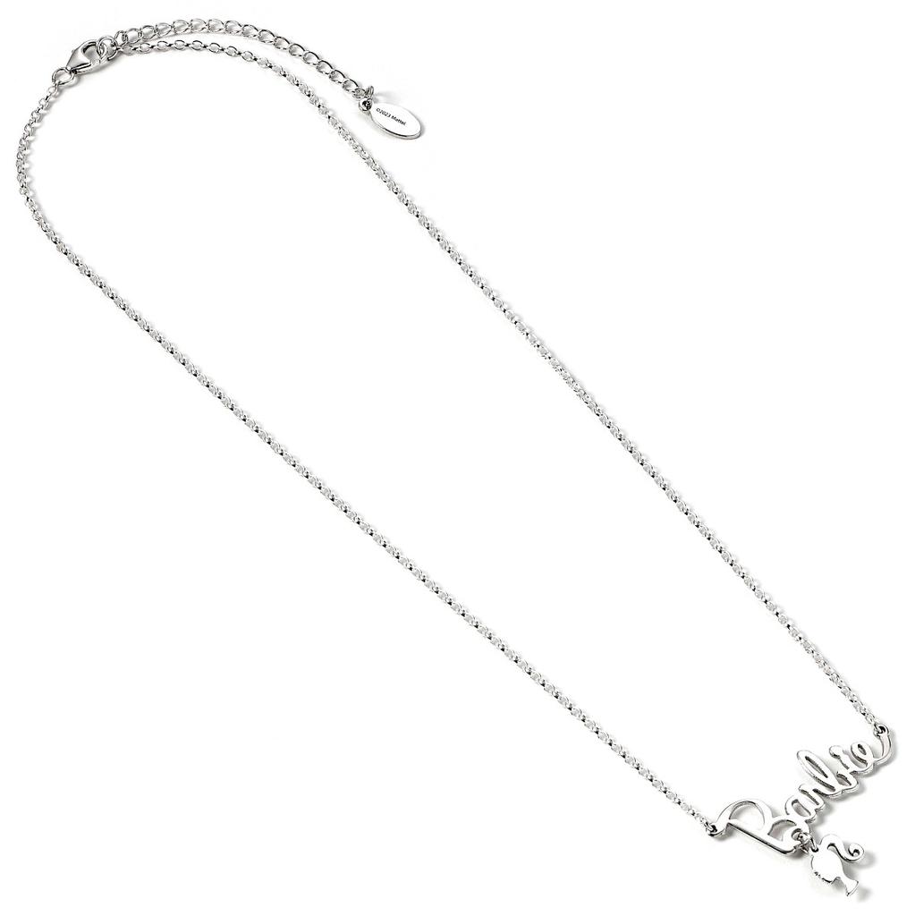 Barbie Sterling Silver Necklace with Name Logo & Silhouette Charm