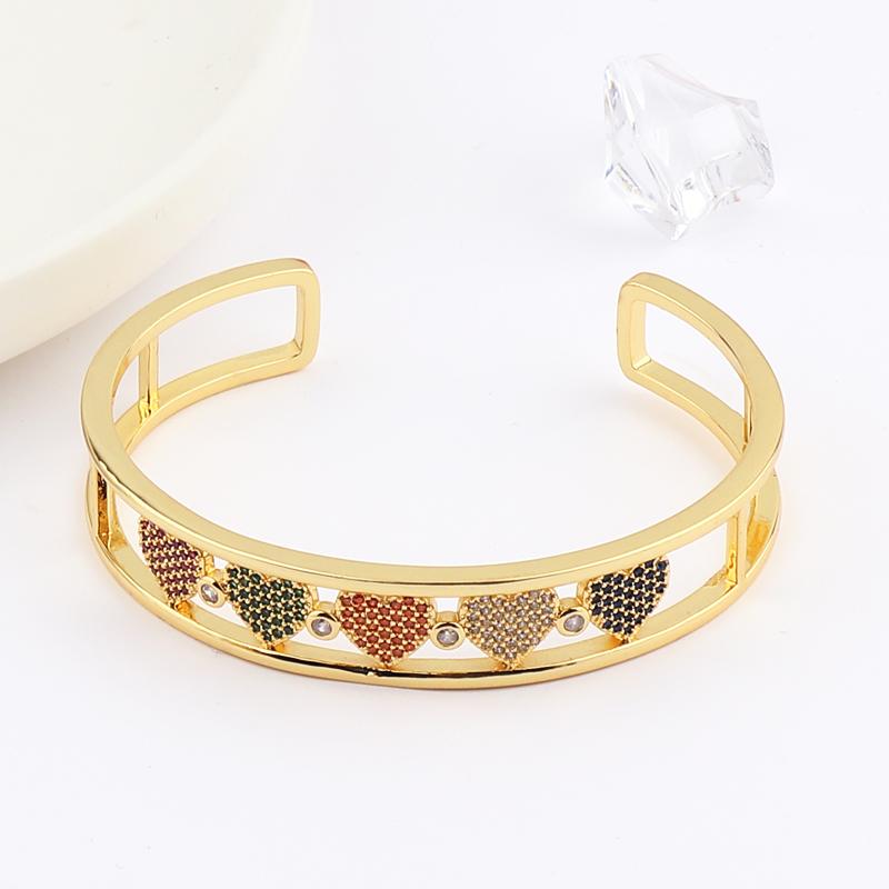 Красивые браслеты для влюбленных с золотым наполнителем, медные циркониевые браслеты в форме сердца, регулируемые браслеты, золотые для женщин, свадебные украшения для вечеринок