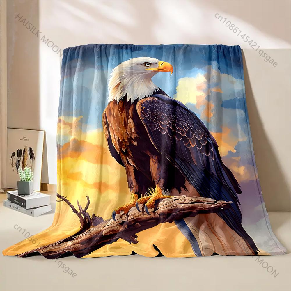 1PC Bald eagle perched on branch Print Blanket Warm Soft Fluffy Kids and Adult Sofa Bed Throw Blanket for Home Travel Camping