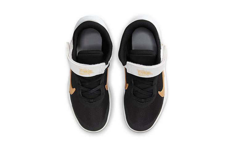 Nike Кроссовки для баскетбола Team Hustle D 10 Flyease Устойчивые к истиранию Средняя высота Белый Золотой Черный Детские Возраст 3-7 Лет DD7302-002