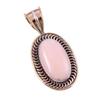 Natural Pink Opal Gemstone 925 Solid Sterling Silver Two Tone Pendant 1.50" Z7F66