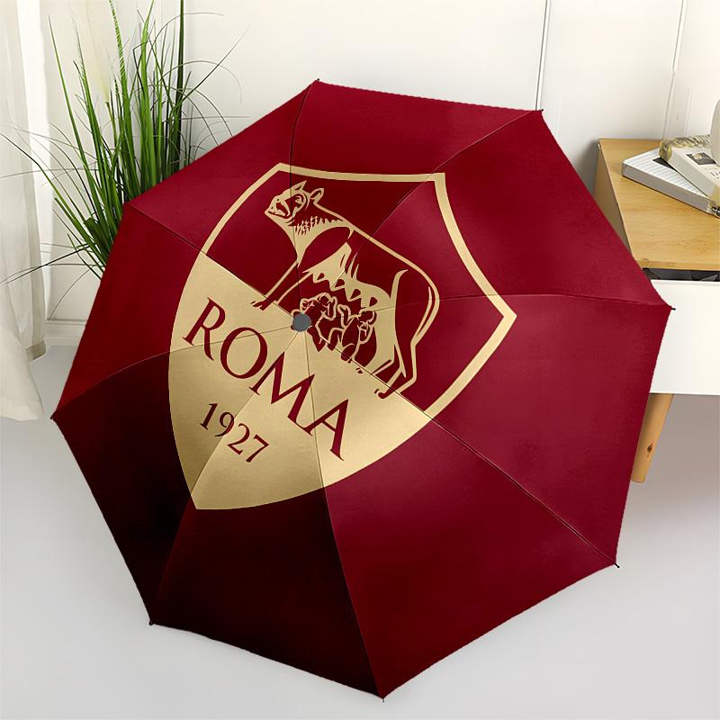 AS Roma, Badge Automatic Opening and Closing, 8 rib Structure Portable Umbrella, Suitable for Men and Women in All Seasons Perfect Gift for