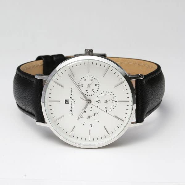 Salvatore Marra SM22102-SSWH watch, men's, white, leather belt
