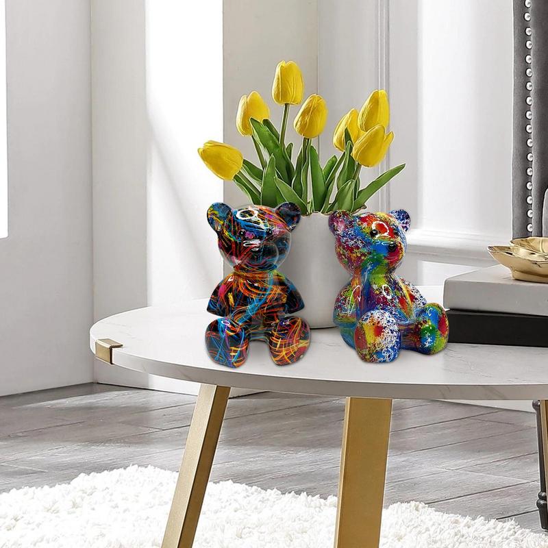 Desk Statue Resin Sitting Bear Sculpture Trendy Miniature Doll Home Decoration For Garden Holiday Furnishing Dorm Cabinet