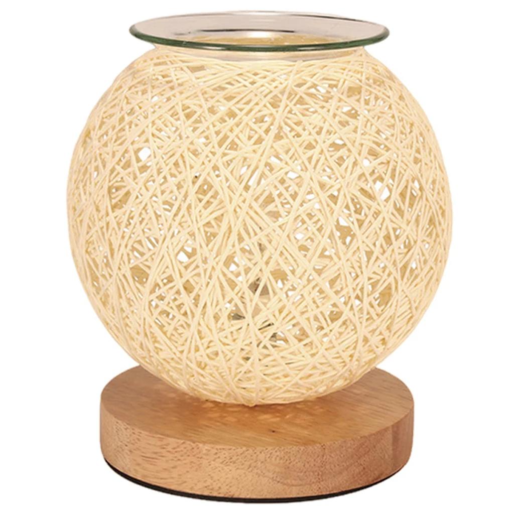 Ротанговый шар Лампа для восковых ароматов с диммером Декоративный ночник Аромадиффузор Свет Устройство для плавления воска, вилка EU