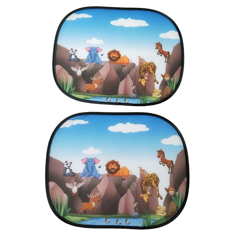 2 шт. солнцезащитные шторы для боковых окон автомобиля, регулируемые шторы для автомобильного стайлинга, солнцезащитный козырек с рисунком животных, жалюзи, солнцезащитный козырек