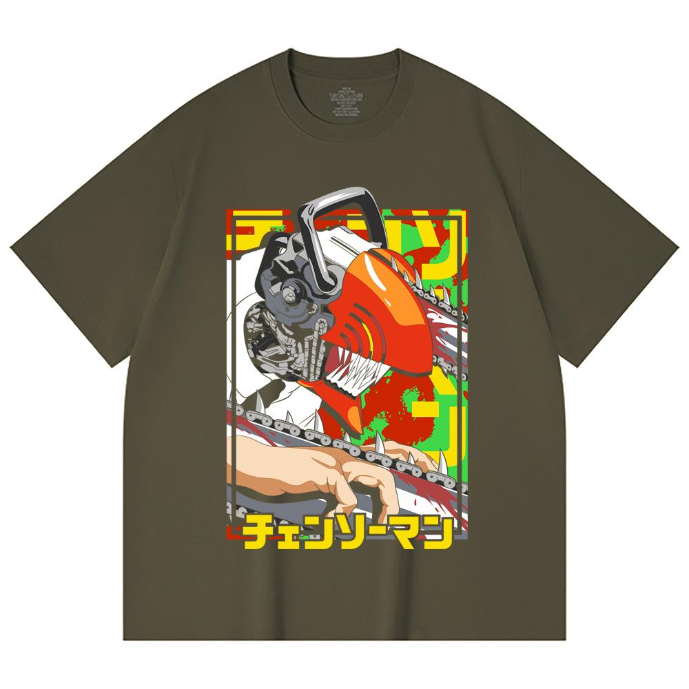230 Gsm 100% Cotton Chainsaw Man V5 Denji Print Unisex Heavy Cotton T Shirt