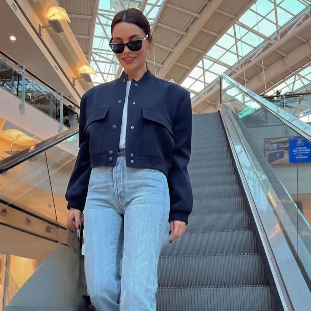 Женская куртка-бомбер, белое осенне-зимнее пальто на пуговицах, бейсбольные укороченные куртки-авиаторы для женщин, укороченная верхняя одежда с длинными рукавами