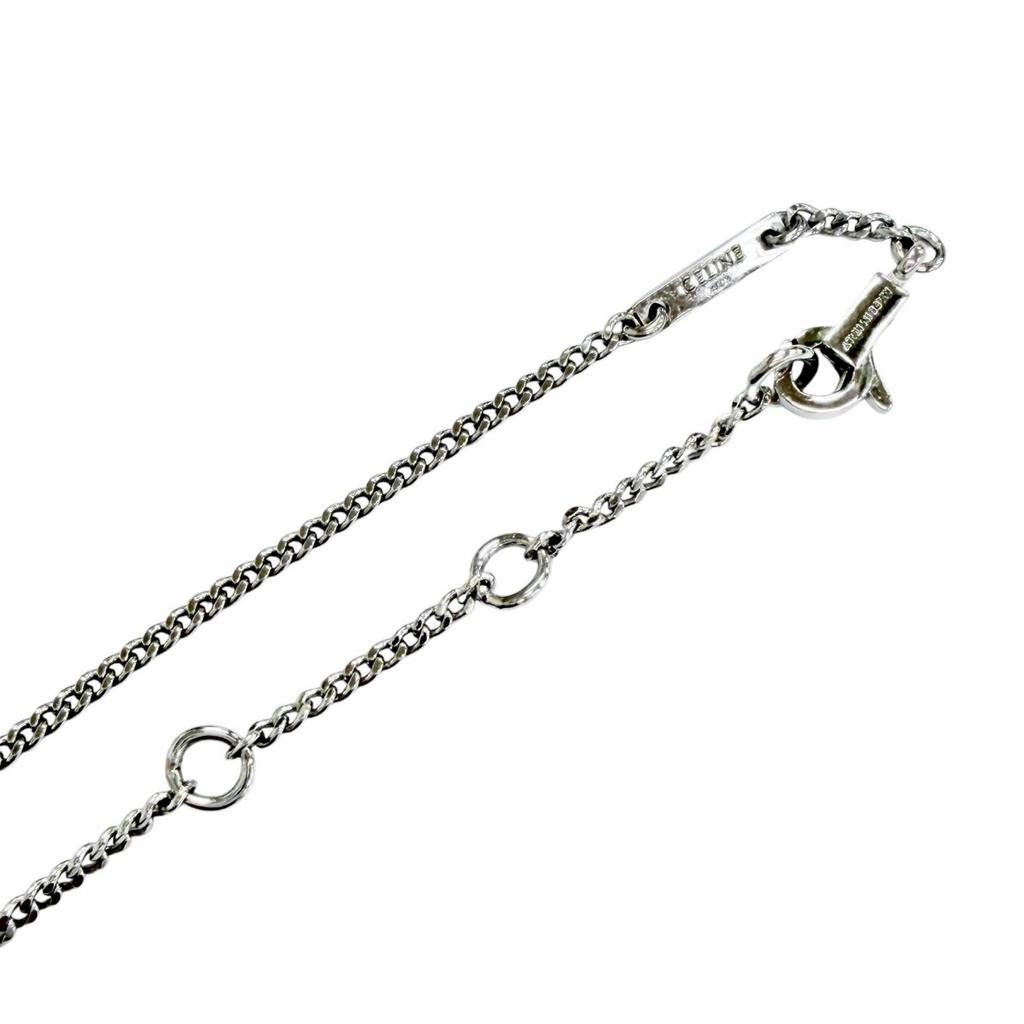 Excellent CELINE Necklace Triomphe Rhinestone Necklace Silver Women 460GB6BZI Used