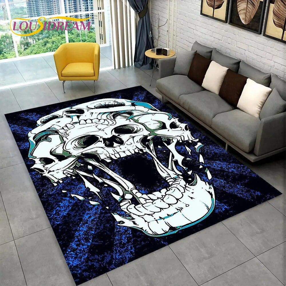 3D Creative Gothic Horror Skull Modern Area Rug,Carpet Rug for Living Room Bedroom Sofa Doormat Decor,Kitchen Non-slip Floor Mat