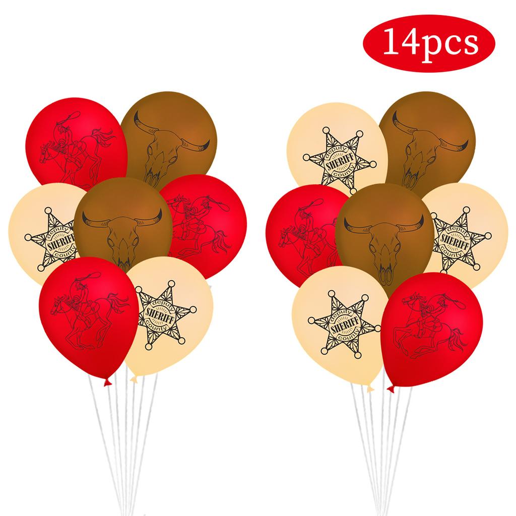 Western Cowboy Themed Birthday Party Decoration Birthday Banner Spiral Pendant Balloon Cake Plug