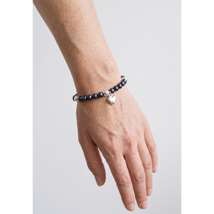Bracelet - Pearls &amp; Colors - My Heart - Perles de Culture d'Eau Douce 5-6 mm - Argent 925 - Élastiqué