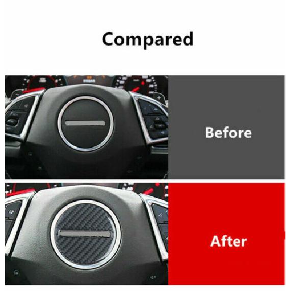 Real Carbon Fiber Steering Wheel Cover Sticker Trim For Chevrolet Camaro 2016-19