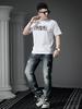 European Style 2025 Summer New Men's Letter Print Rhinestone Short-Sleeve T-Shirt Trendy Brand Half-Sleeve Top Round Neck Tee