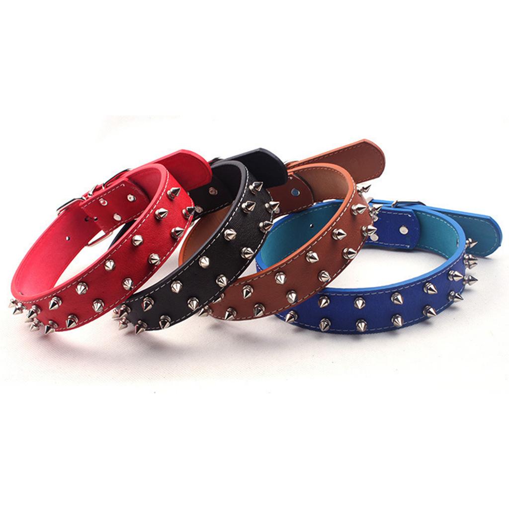 Punk Style Dog Collar with Spikes PU Leather Adjustable Studded Spiked Dog Collar Rivet Pet Collar