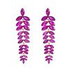 Colorful Diamond Flower Earrings for Women, Bold European Style Long Leaf Design, Perfect for Banquets