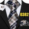Barry.Wang Mens Fashion Tartan Plaid Ties Hanky Cufflinks Formal Wedding Casual