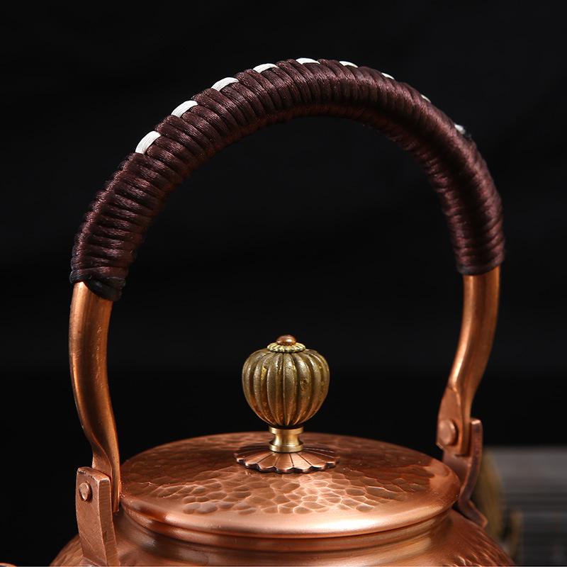 Handcrafted Retro Copper Kettle with Handle - Portable Purple Copper Tea Boiler Gift Set