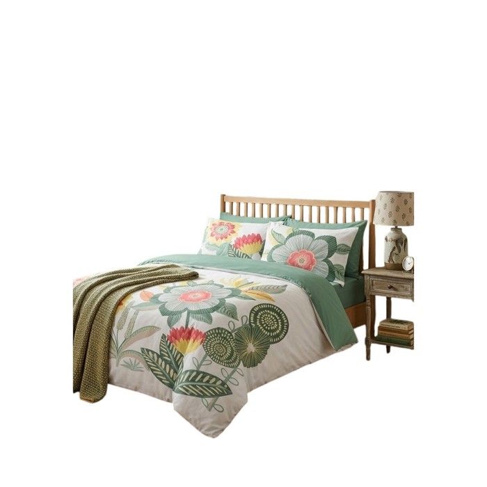 Parure de lit 220 x 240 cm Cassie fleurie vert