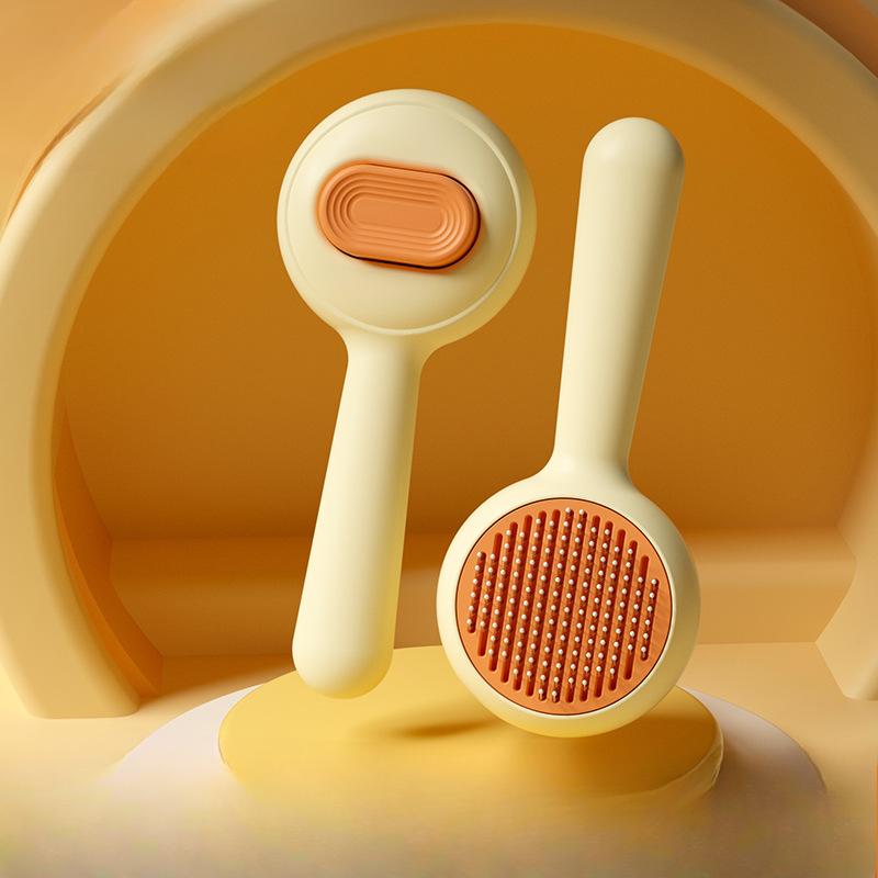 Pet Hair Removal Self-cleaning Comb, Button Hair Removal Massage Hair Removal Floating Hair Needle Comb, Cleaning and Beauty Comb