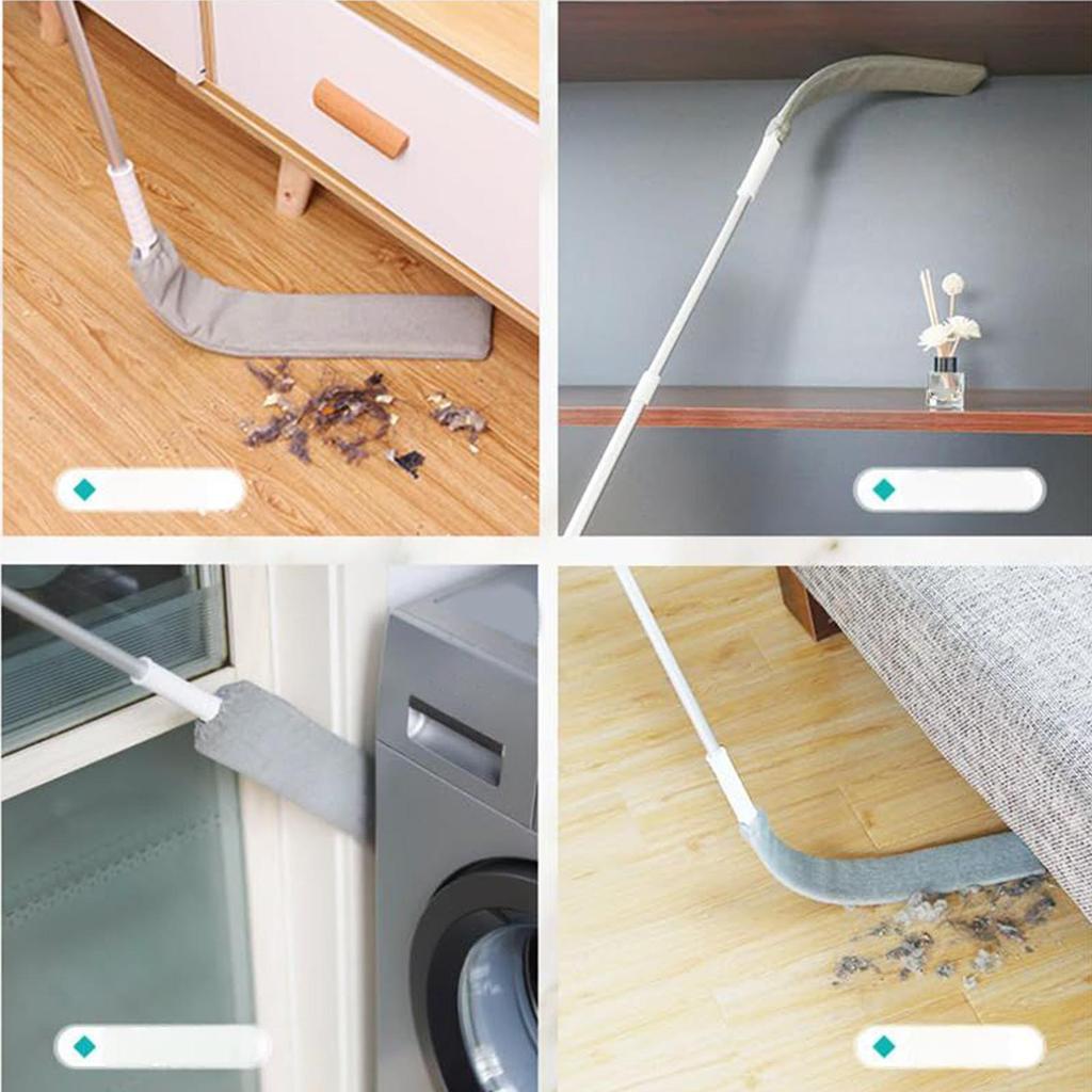 Flat Duster Retractable Long Handle Microfiber Duster Under Appliance Cleaning Tool for Home Apartment Office Floor Furniture