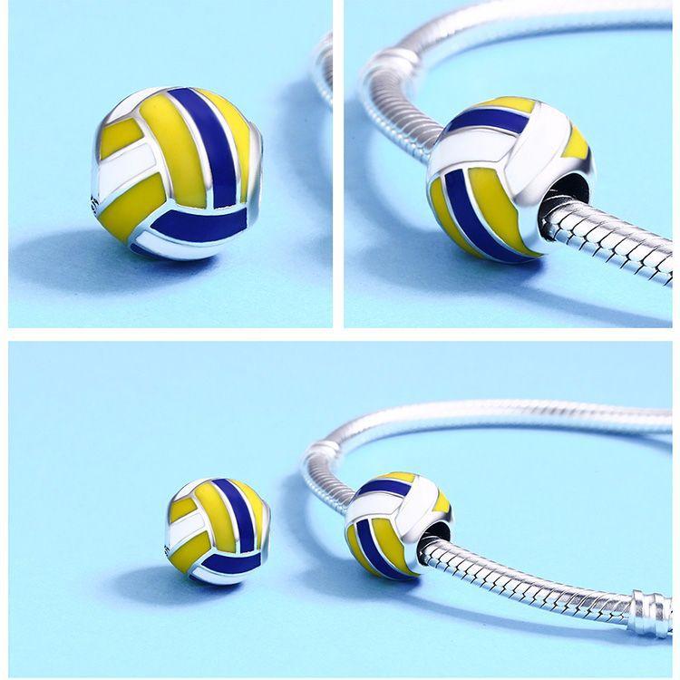 Бусины из стерлингового серебра 925 пробы, коллекция «Спортивный мяч», модные аксессуары для изготовления браслетов своими руками