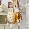 Cute Light Yellow Bear Embroidered Canvas Backpack For Kids Perfect For School And Daily Use