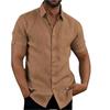 Summer Lapel Solid Color Short Sleeve Button Up Men Linen Shirt Plus Size Men's Tops
