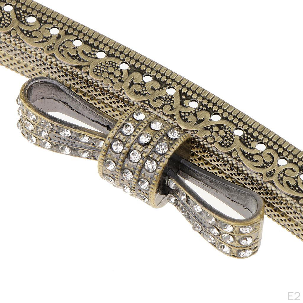 Rhinestone Sew Bag Evening Purse Metal Frames Clasps 20cm