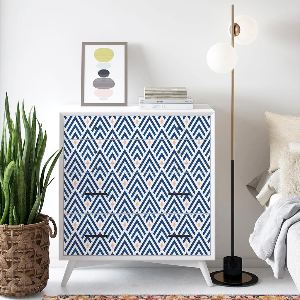 Blue Geometrical Lines Modern Wallpaper Personality Clothing Store Wall Home Renovation PVC Waterproof Thickened Self-Adhesive