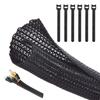 10M Black Braided Cable Sleeve, 13mm Diameter, DIY Cuttable, Fire-Resistant, Abrasion-Resistant, Cord Organizer for IndoorOutdoor UseOffice, Includes