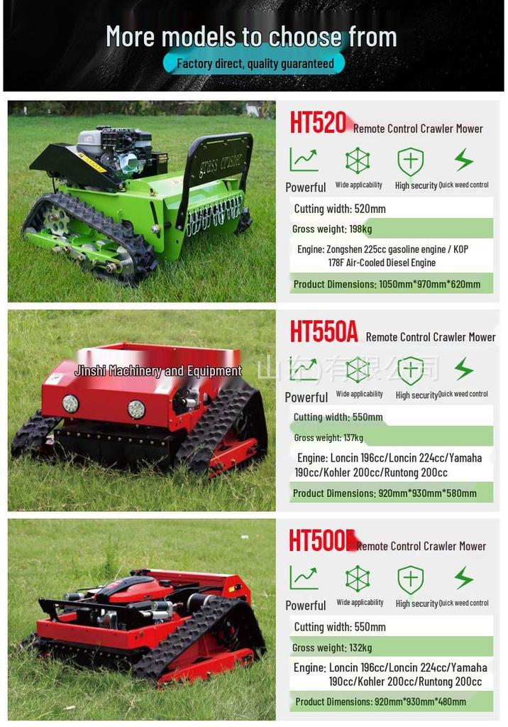 Tracked Remote Control Multi-Terrain Lawn Mower for Landscaping and Weed Trimming