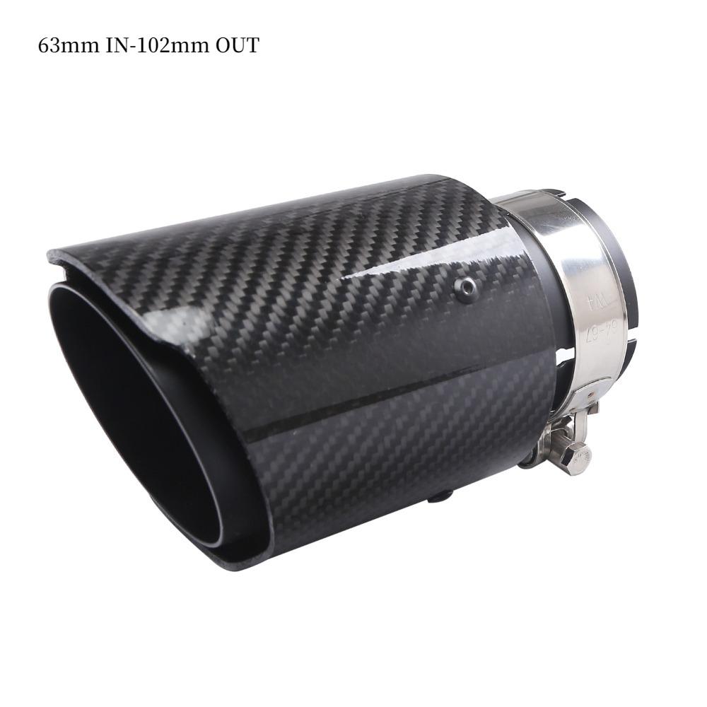 RONSI 1 Pcs Universal Car Glossy Carbon Fiber Black Muffler Tip Exhaust System Pipe Mufflers Nozzle Universal Straight Stainless