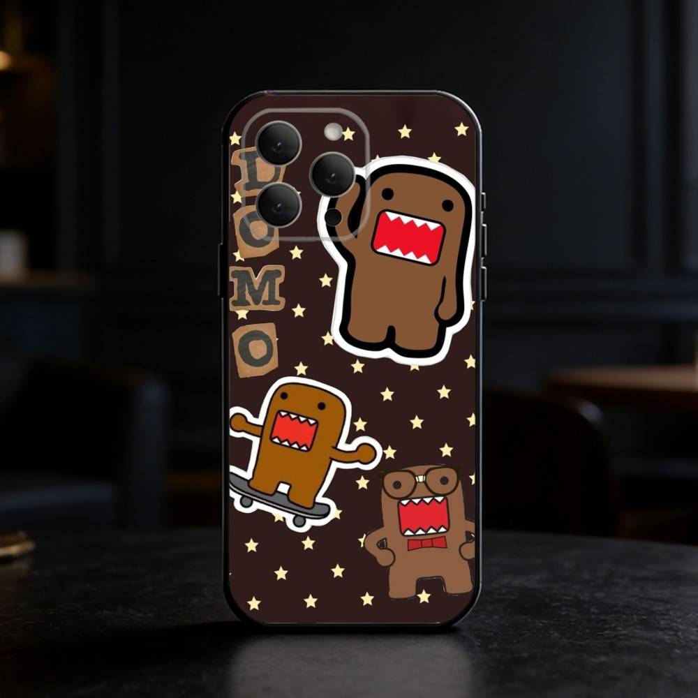 Милый Чехол для Телефона Domo-kun Чехол для Телефона Силиконовый черный Мягкий Для IPhone 17,16,15,14,13,12,11,SE,Plus Pro Max