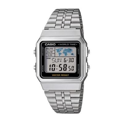 Восстановленные цифровые мужские часы Casio A500WA-1DF с будильником и мировым временем