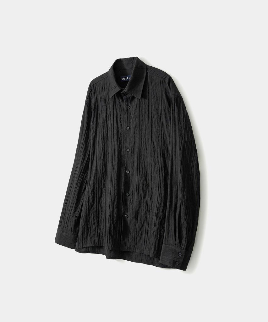 TRIP LE SENS Steady Cotton Pleated Overshirt_Navy