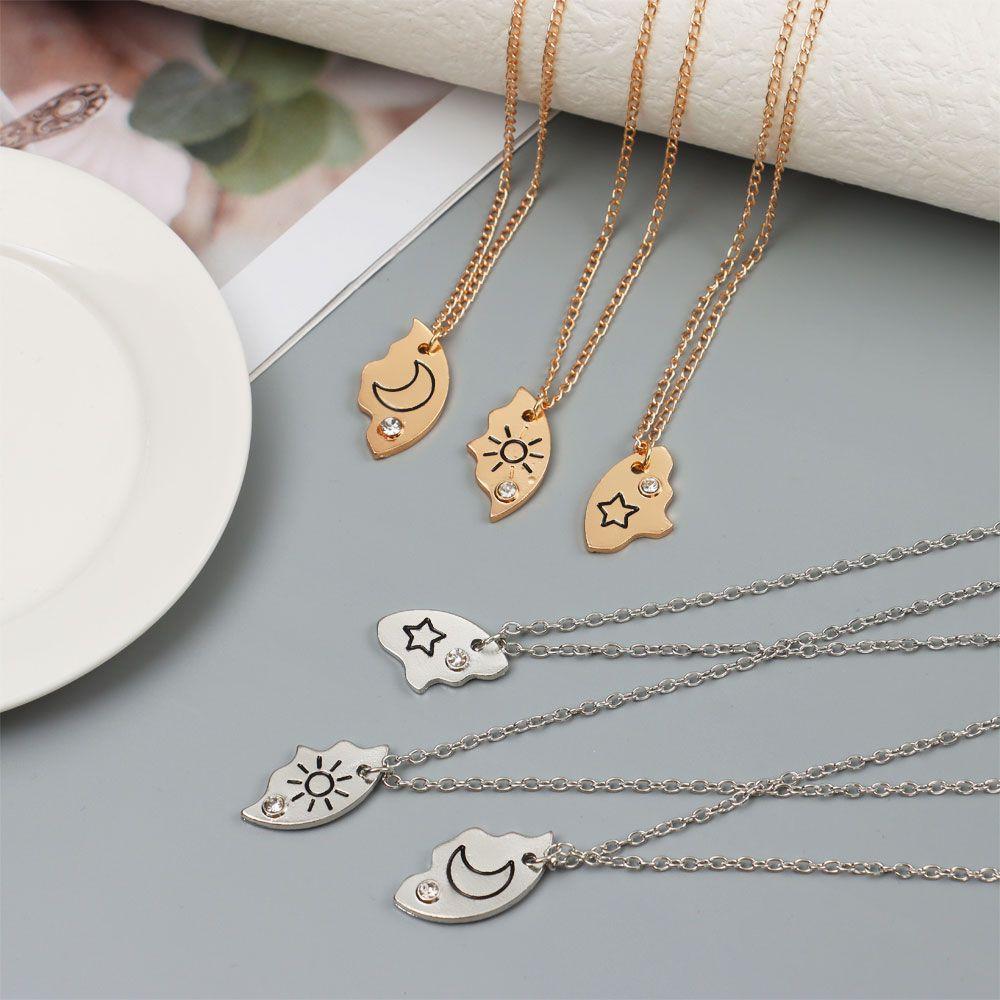 Ювелирные изделия, инкрустированные горным хрусталем, солнцем, луной, облаком, звездой, ожерелье дружбы, лучший друг, лучший друг, кулон BFF